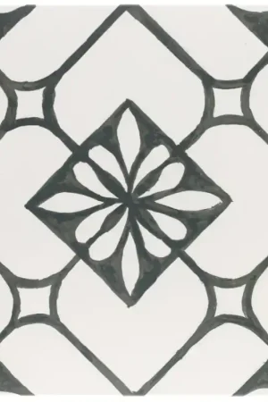 carrelage imitation carreaux ciment 44x44 cm TISA BLACK Haute Qualité